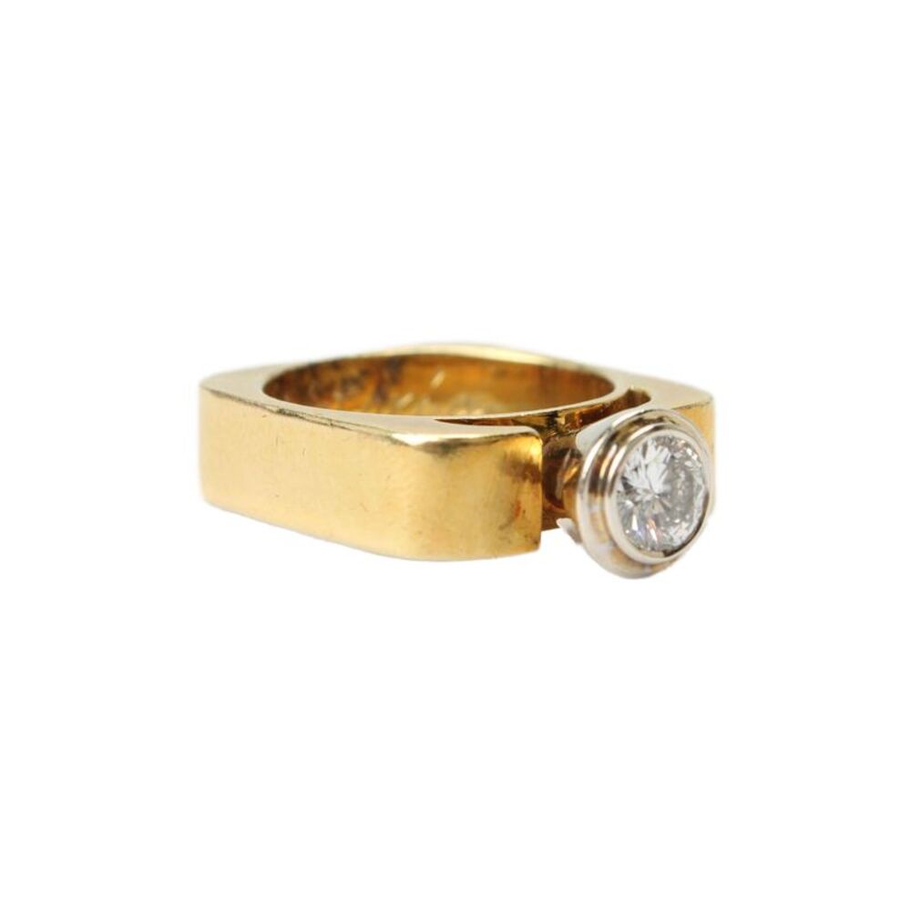 Designer Womens 18K Y Gold + 14K W Gold Diamond Ring Sz 6.5 16g
